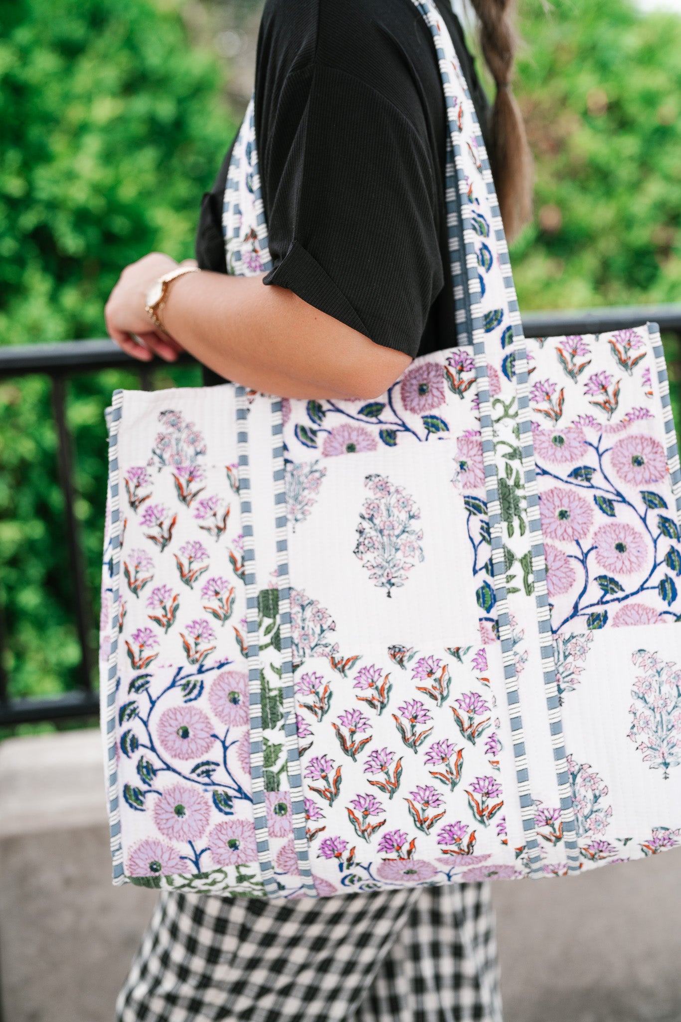 Lavender Fields Patchwork Carryall Tote