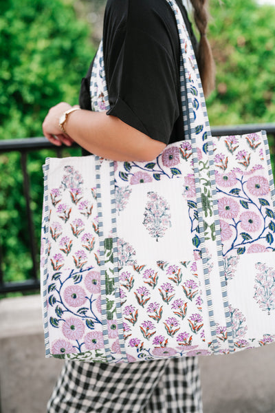 Lavender Fields Patchwork Carryall Tote