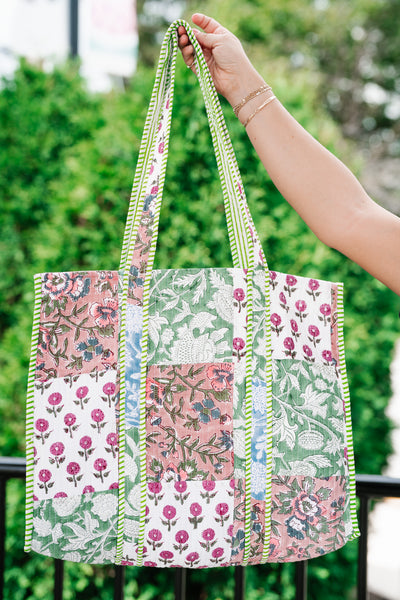 New Horizons Patchwork Carryall Tote