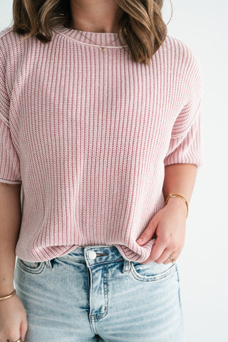 Subtle Simplicity Ribbed Knit Top - Dusty Pink