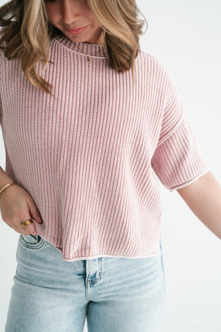 Subtle Simplicity Ribbed Knit Top - Dusty Pink