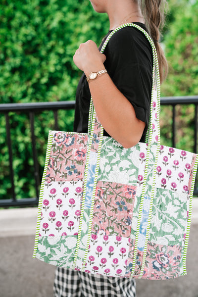 New Horizons Patchwork Carryall Tote