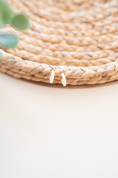 White & Gold Hoop Earrings