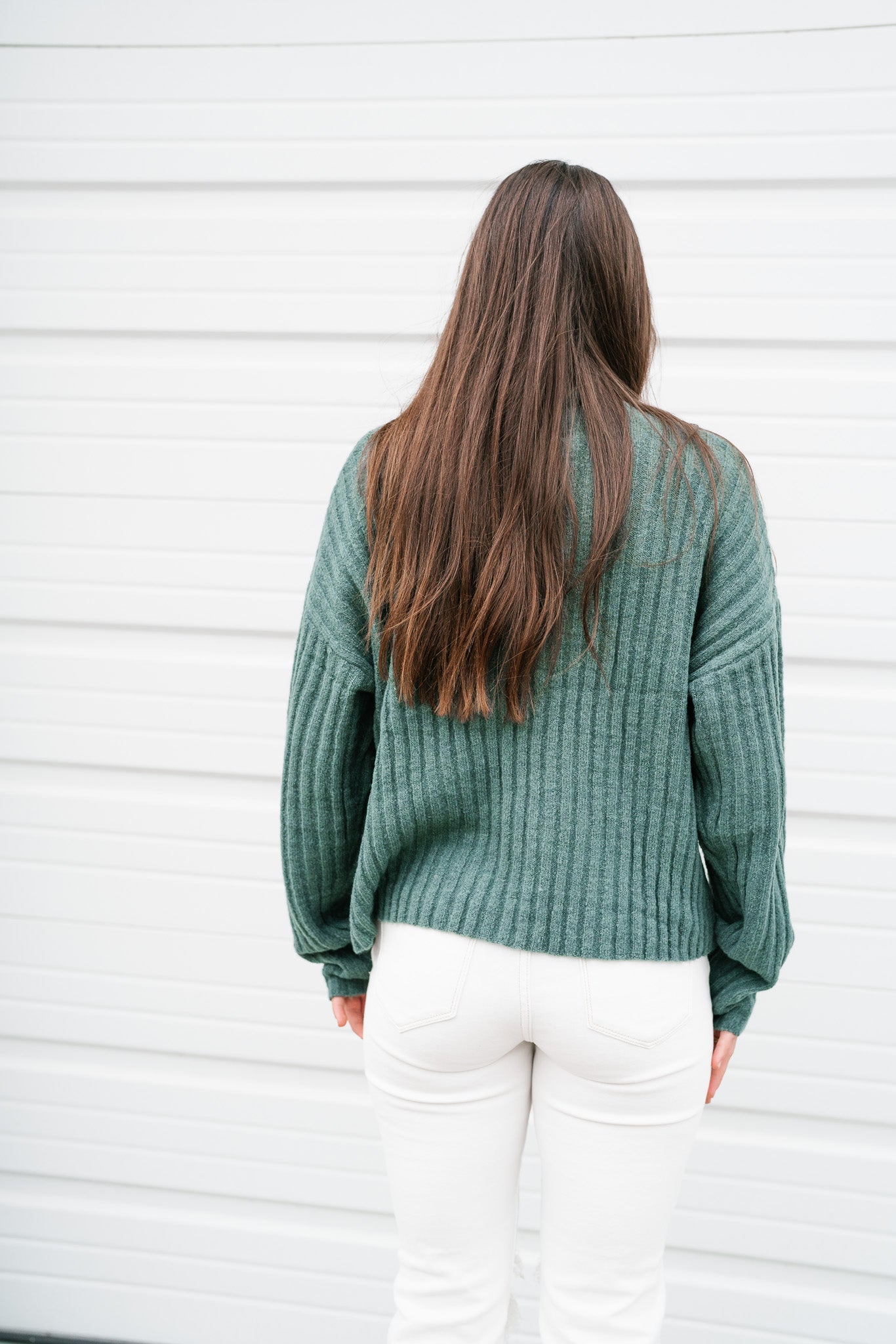 Fall Essential Knit Sweater Top - Evergreen