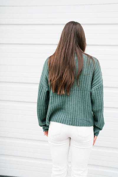 Fall Essential Knit Sweater Top - Evergreen