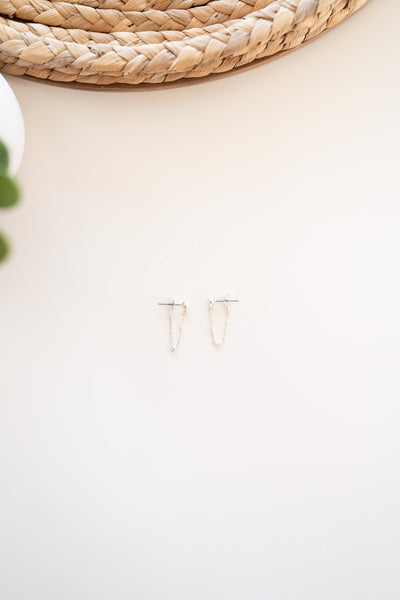 Charlotte Chain Hoop Earrings-Silver