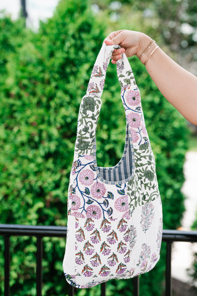 Lavender Fields Patchwork Shoulder Bag