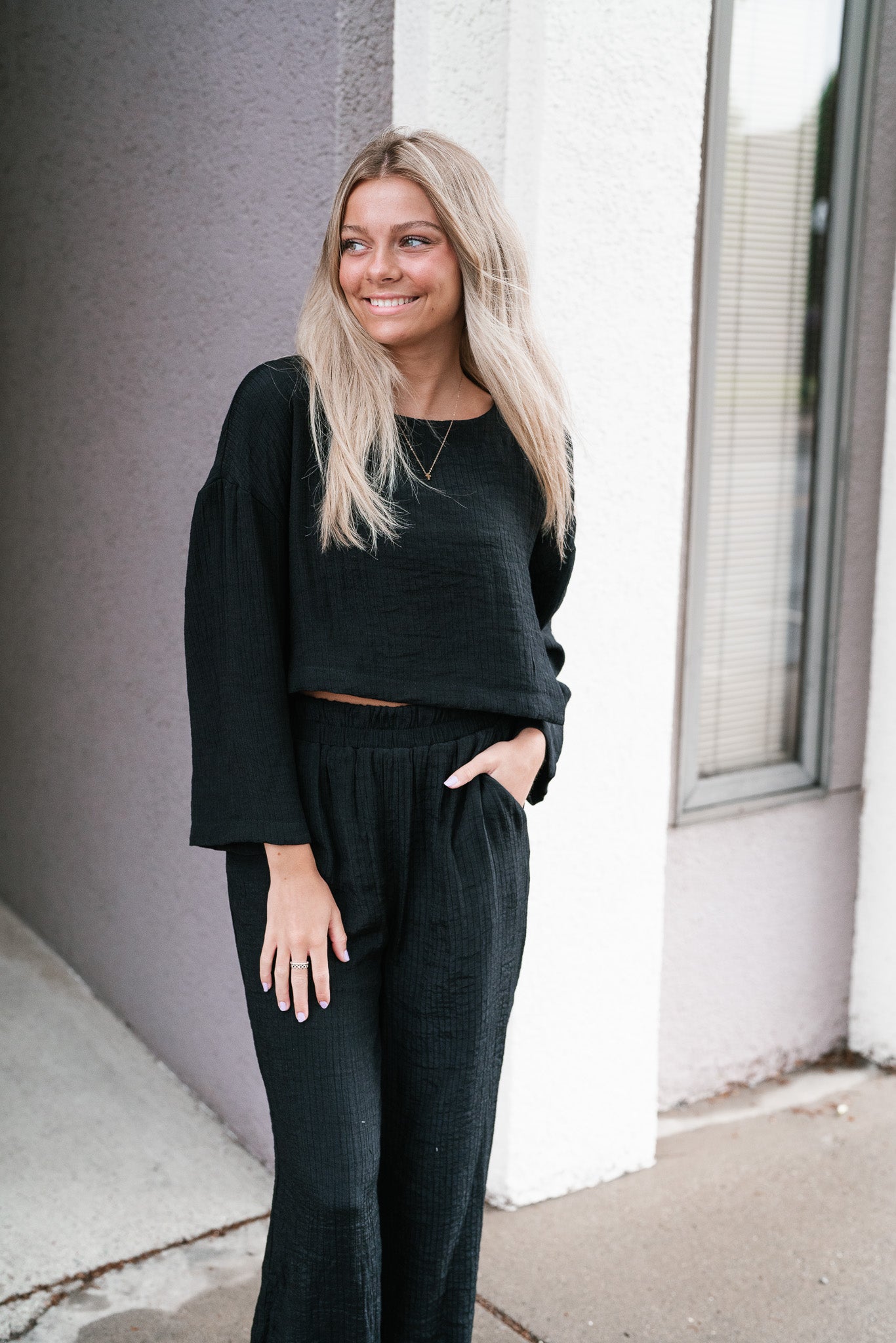 Serene Black Linen Top