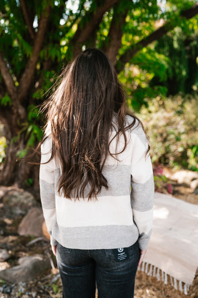 Callie Striped Quarter Zip Sweater