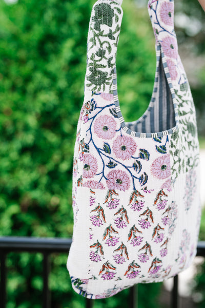 Lavender Fields Patchwork Shoulder Bag