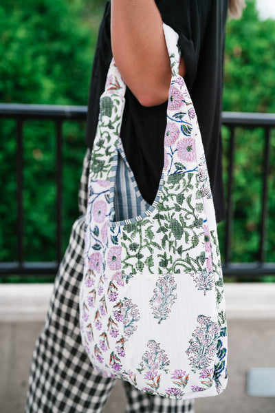 Lavender Fields Patchwork Shoulder Bag