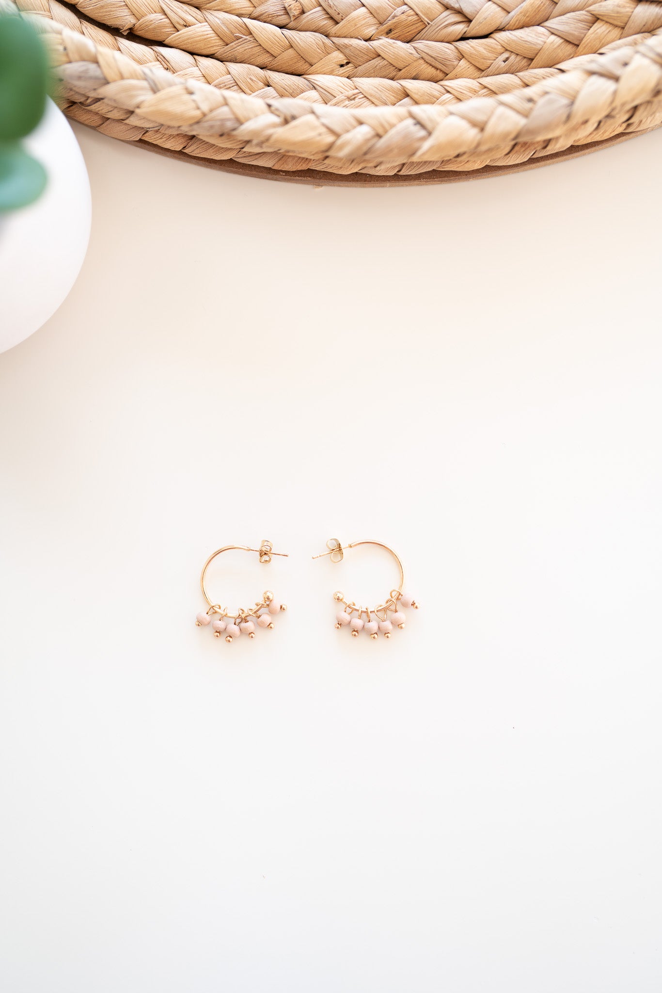 Katy Gold Hoop Earrings-Beige