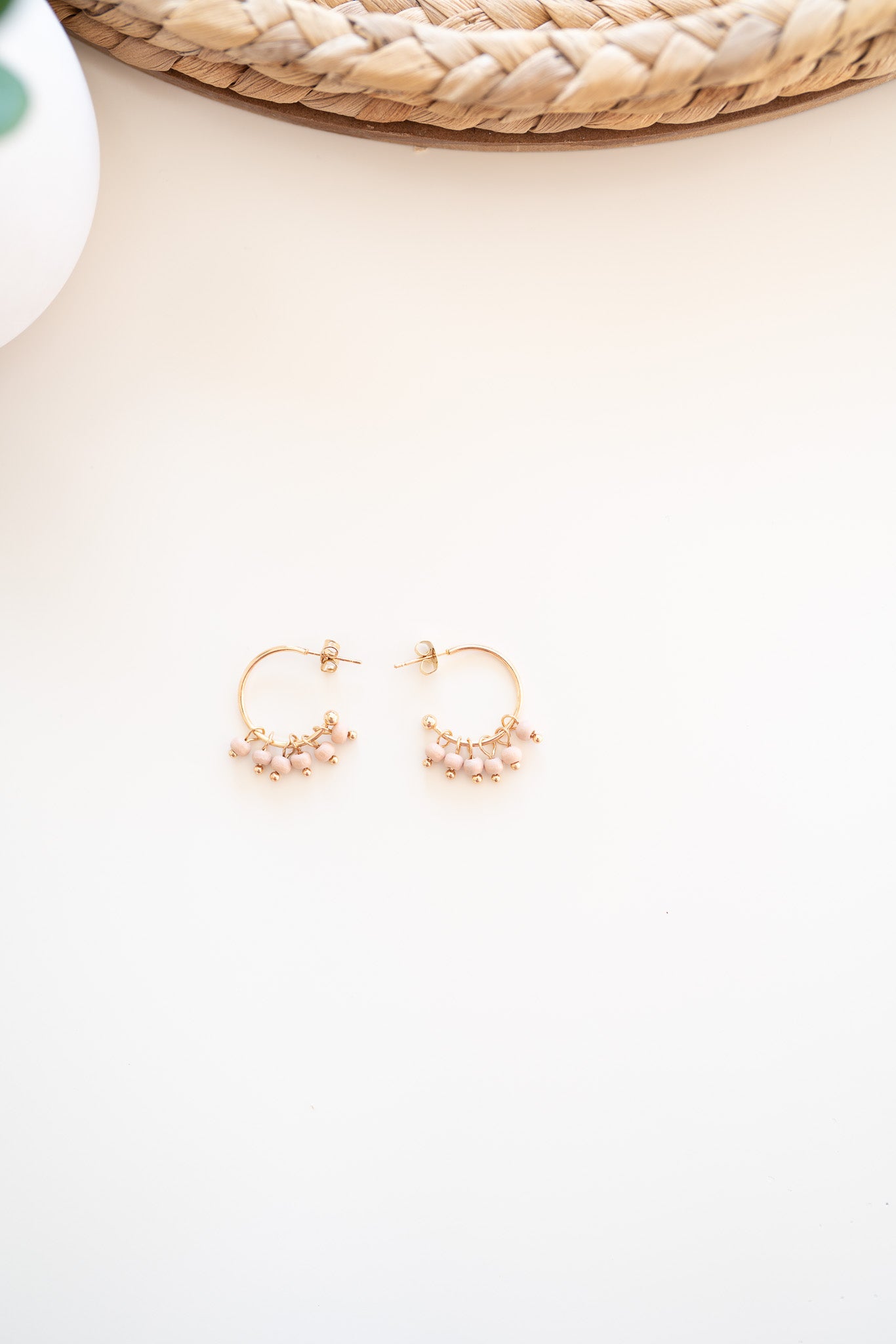 Katy Gold Hoop Earrings-Beige