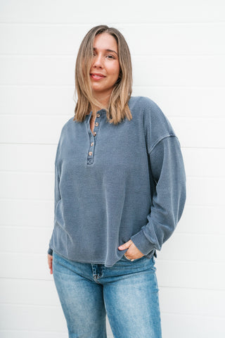 Hidden Valley Thermal Long Sleeve Top - Navy