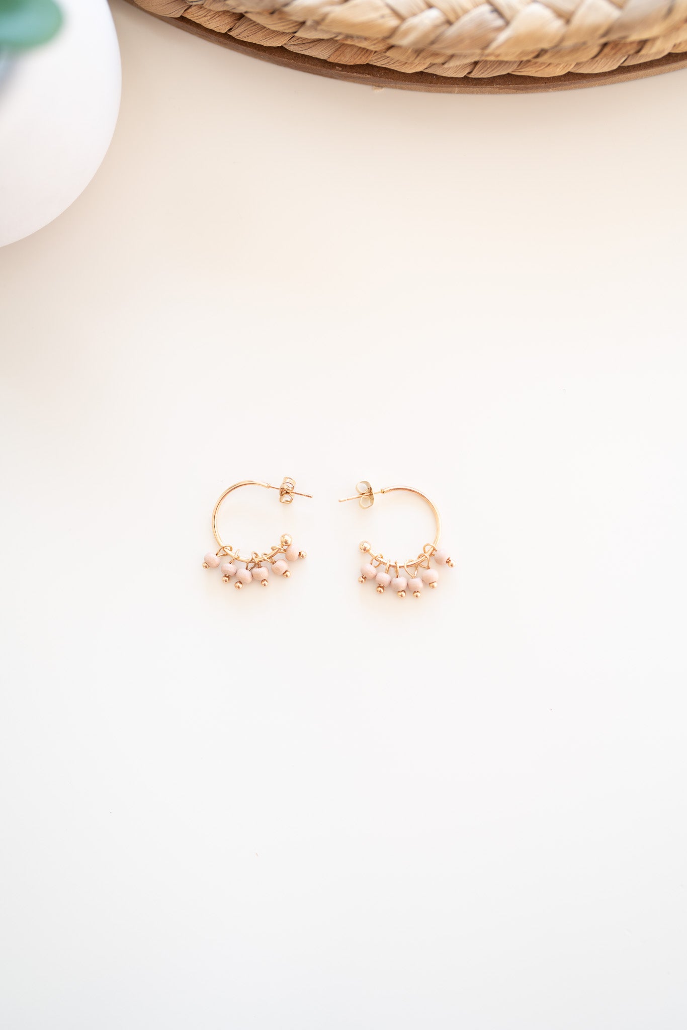 Katy Gold Hoop Earrings-Beige