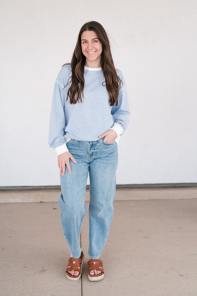 Dalia Pinstriped Oversized Crewneck