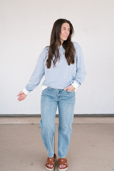 Dalia Pinstriped Oversized Crewneck
