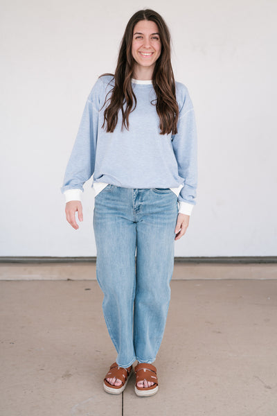 Dalia Pinstriped Oversized Crewneck