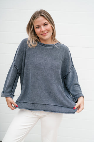 Fresh Air Dolman Sleeve Sweater - Navy