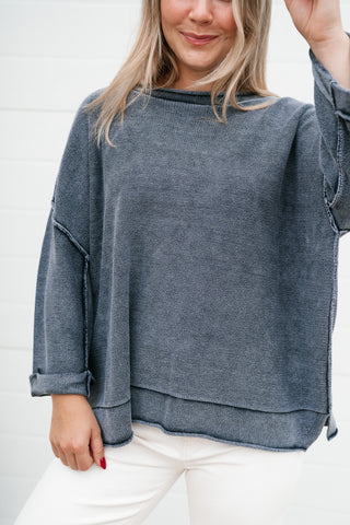 Fresh Air Dolman Sleeve Sweater - Navy