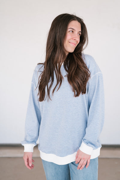 Dalia Pinstriped Oversized Crewneck