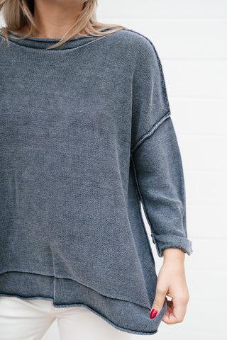Fresh Air Dolman Sleeve Sweater - Navy