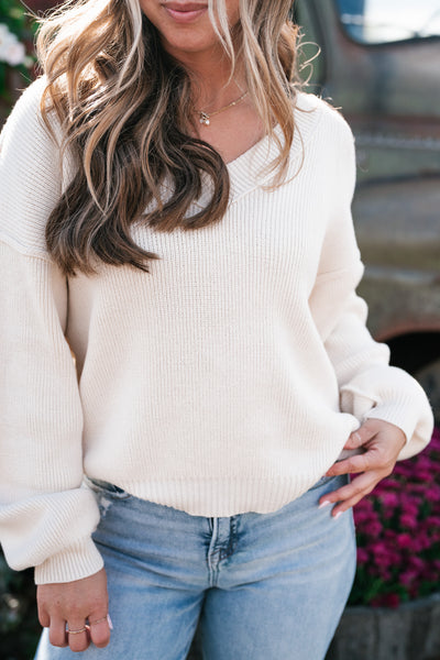 New In Neutral V-Neck Knit Sweater