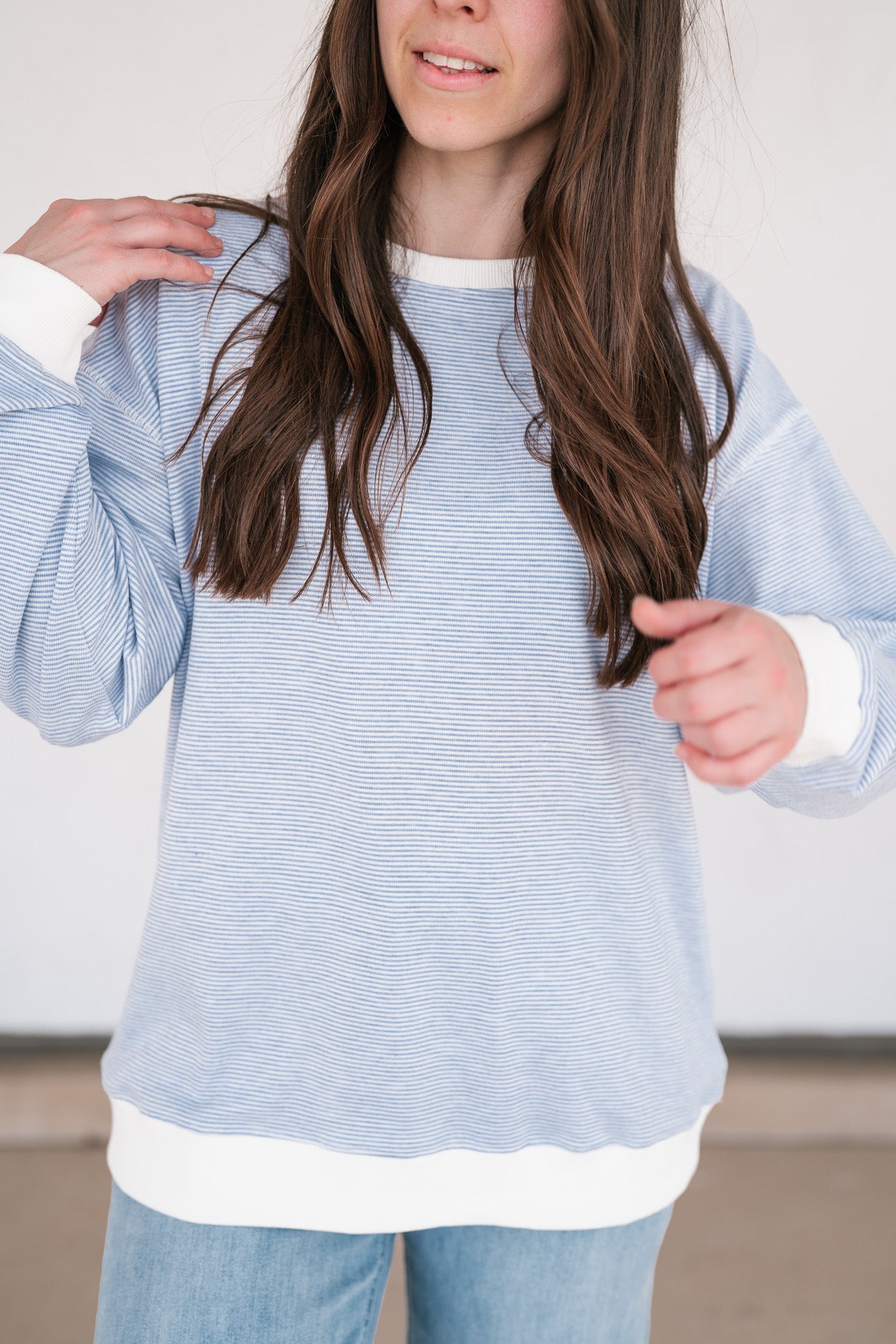 Dalia Pinstriped Oversized Crewneck