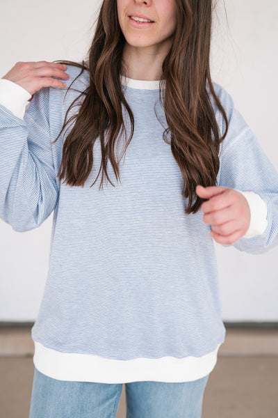 Dalia Pinstriped Oversized Crewneck