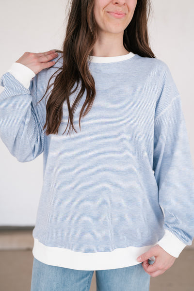 Dalia Pinstriped Oversized Crewneck