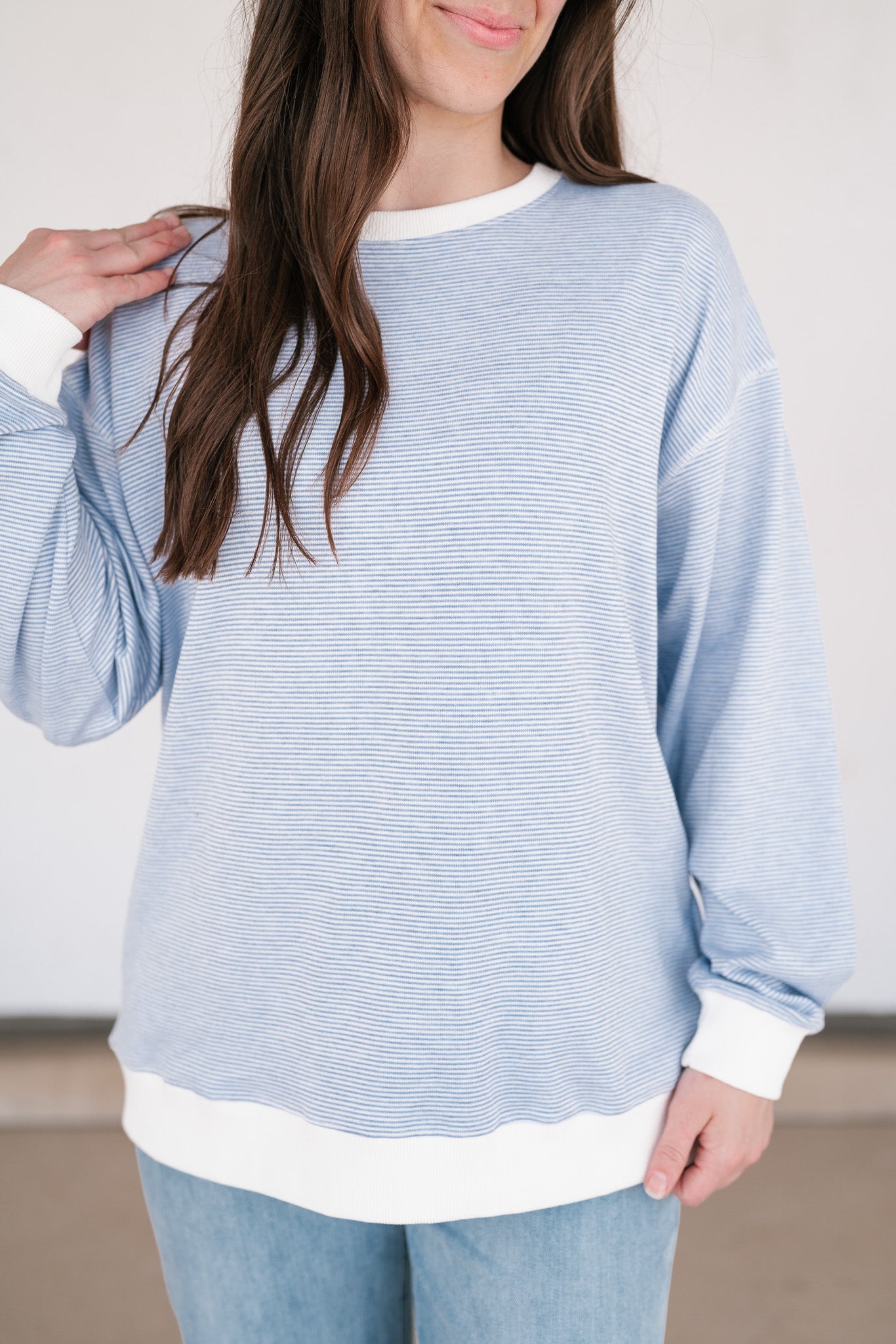 Dalia Pinstriped Oversized Crewneck