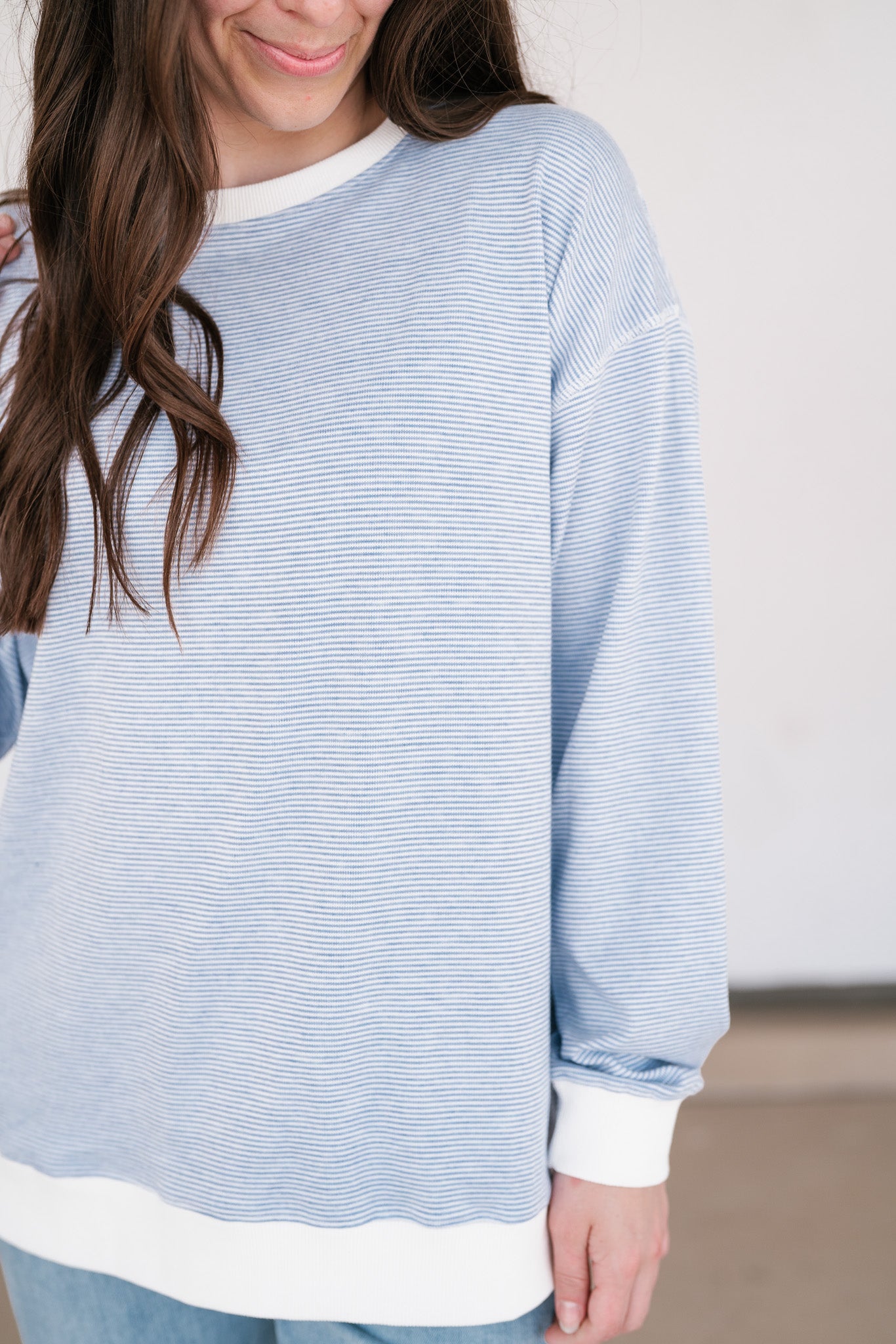 Dalia Pinstriped Oversized Crewneck