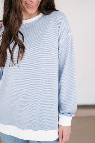 Dalia Pinstriped Oversized Crewneck