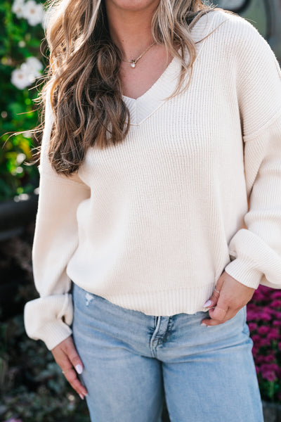 New In Neutral V-Neck Knit Sweater