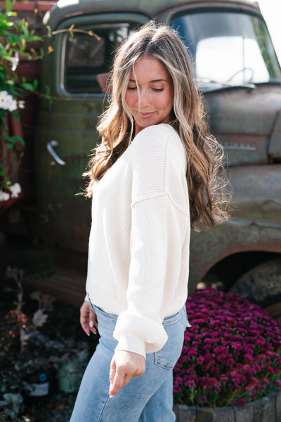 New In Neutral V-Neck Knit Sweater