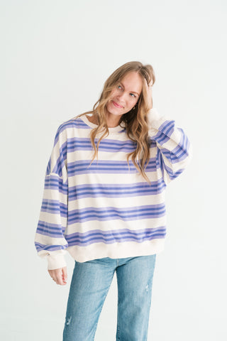 Morning Mist Lavender Stripe Crewneck