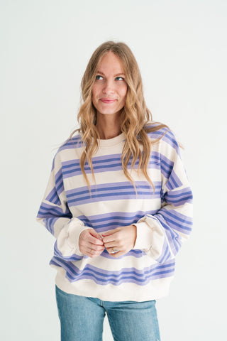 Morning Mist Lavender Stripe Crewneck