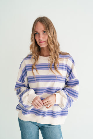 Morning Mist Lavender Stripe Crewneck