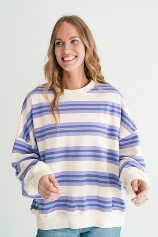 Morning Mist Lavender Stripe Crewneck