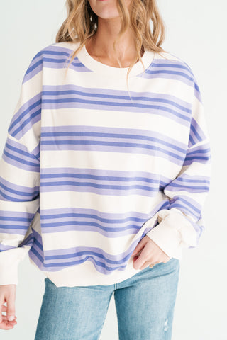 Morning Mist Lavender Stripe Crewneck