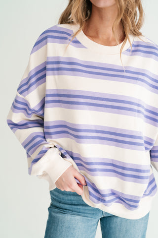 Morning Mist Lavender Stripe Crewneck
