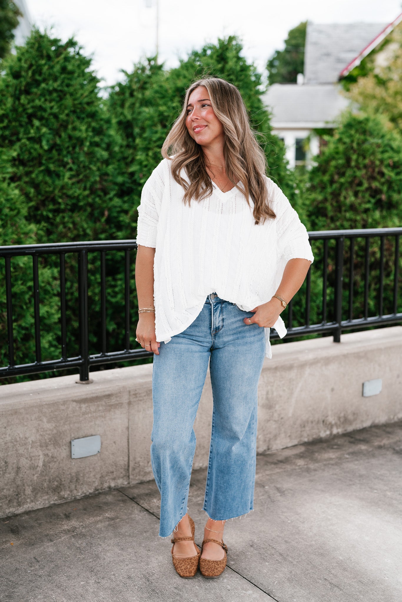 Willows Textured Relaxed Top - Off White
