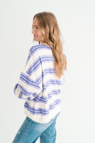 Morning Mist Lavender Stripe Crewneck