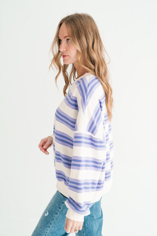 Morning Mist Lavender Stripe Crewneck