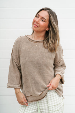 Fresh Air Dolman Sleeve Sweater - Mocha