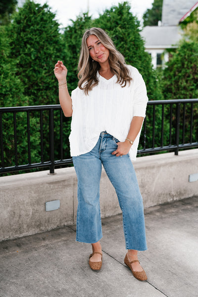Willows Textured Relaxed Top - Off White