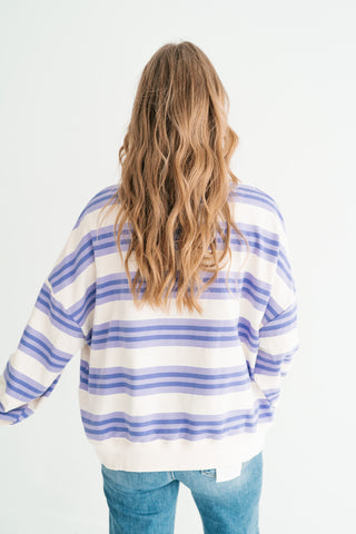 Morning Mist Lavender Stripe Crewneck