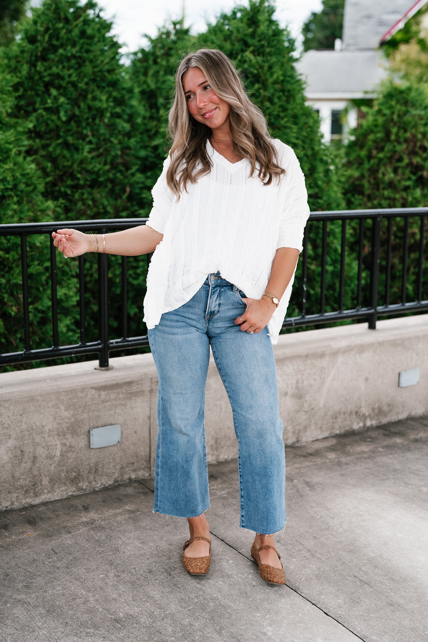 Willows Textured Relaxed Top - Off White