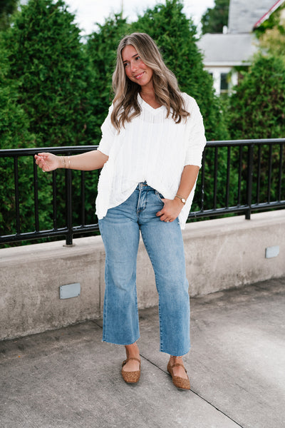 Willows Textured Relaxed Top - Off White