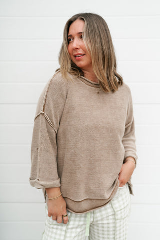 Fresh Air Dolman Sleeve Sweater - Mocha